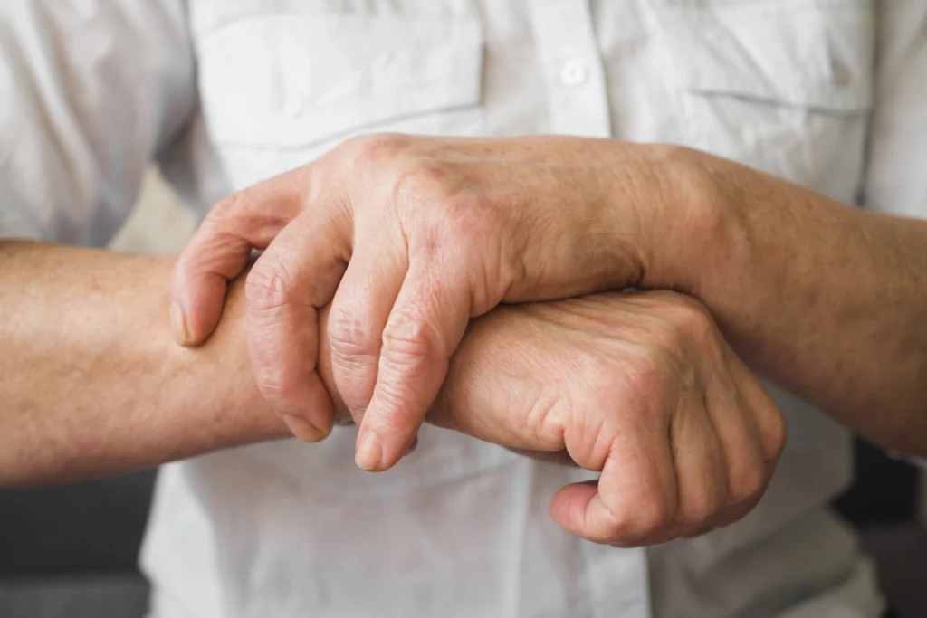 close up old patient with wrist issues