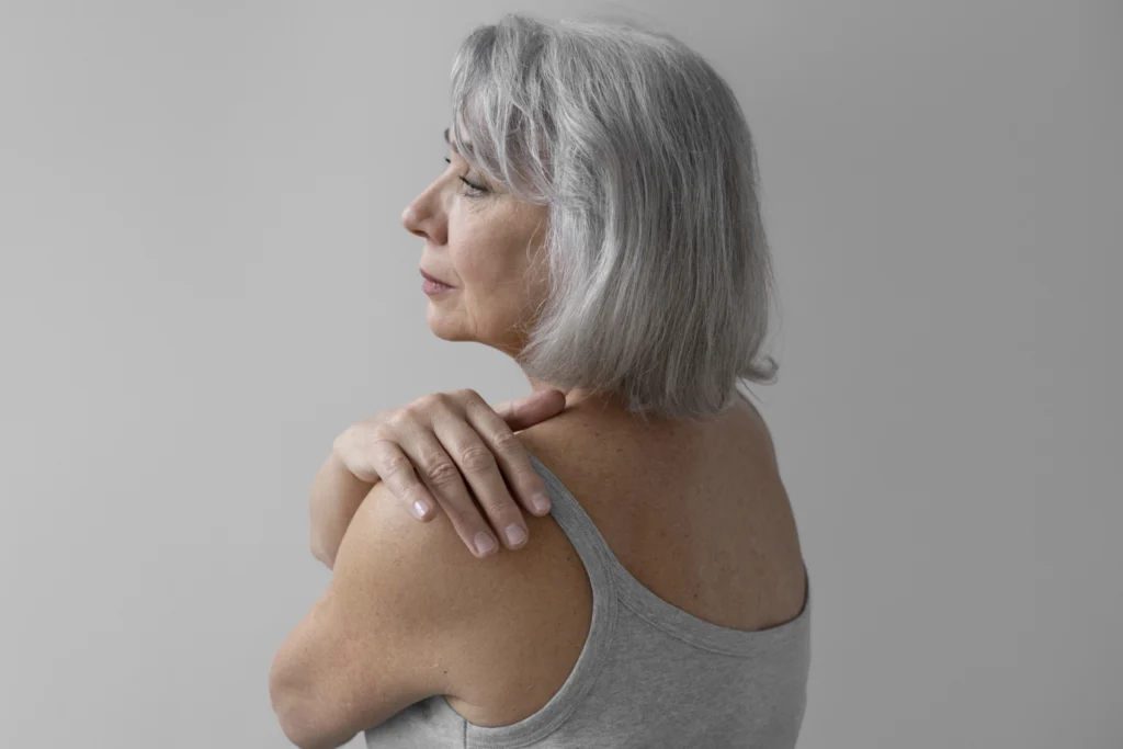 elegant old woman portrait casual clothes